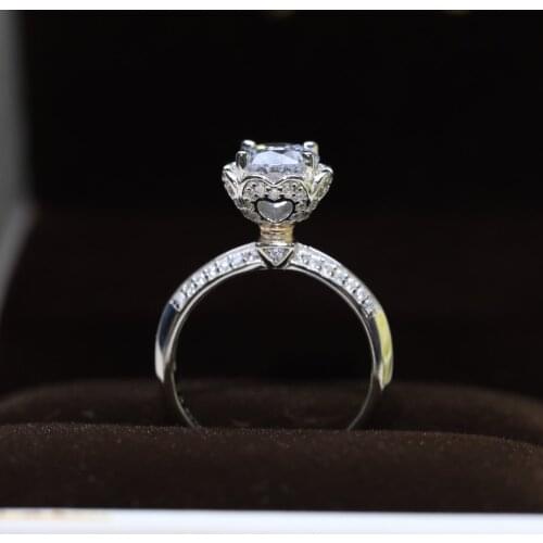 New pure 925 sterling silver fashion brand lady flower engagement wedding diamond ring luxury wedding anniversary jewelry gift