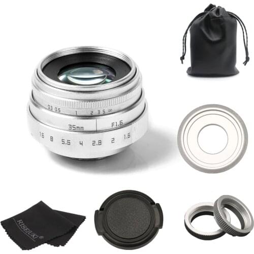 New arrive fujian 35mm f1.6 C mount camera CCTV Lens II for Sony NEX E-mount camera & Adapter bundle silver