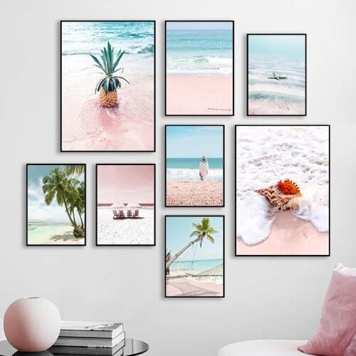 Scenery Poster Nordic Canvas Art Painting Seaside Beach Landscape Picture Wall Art Poster and Print for Home Living Room Decor