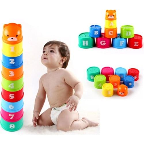 Plastic Letters Numbers Stacking Rainbow Stack Up Cups Blocks Children Stacking Folding Bathing Toys Educational Play Fun Toy