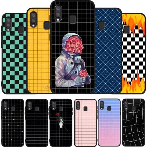 Plaid Black Phone Case For Samsung Galaxy A71 A51 A41 A31 A20E A10 A20 A40 A50 A70 M30S M20 A7 A8 A9 2018