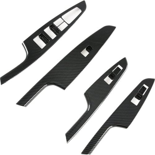 Fit For Hyundai Tucson 2019 2020 2021 Carbon Fiber Door Armrest Window Lift Switch Control Panel Cover Trim Frame