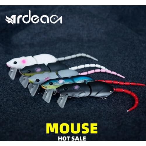 Ardea Rat Lure 15g fishing mouse Lure Hard Platic Rat Bait Jointde Crankbait Artificial Swimbait Black Pike Minnow Bass Tackle