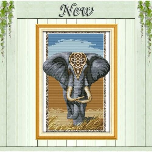 The desert Elephant king animal Counted print on fabric DMC 14CT 11CT Cross Stitch Needlework kit Embroidery Set Home wall Decor