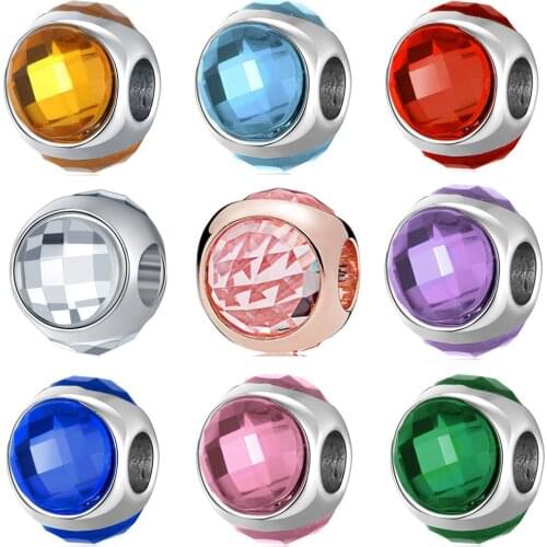 Mix Color Three-sided Crystal Pendant DIY Beads Suitable for Original Pandora Charm Bracelet Ladies Jewelry Making Gifts