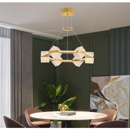 Post-modern luxury restaurant chandelier simple study bar clothing store lighting personality wrought iron acrylic lamp