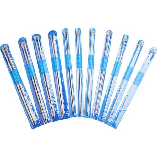 11 Pairs 2.0-8.0mm Knitting Needles Set 35cm Stainless Steel Straight Knitting Needle DIY Weaving Tool Long Sweater Scarf Needle