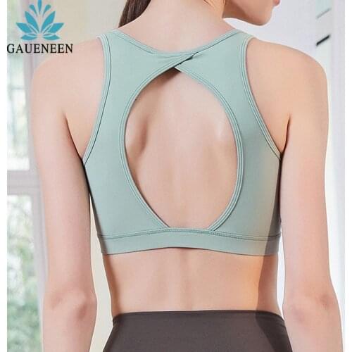 GAUENEEN High Support Sports Bra For Women Hollow Out Padded Yoga Gym Tank Top Sportswear Fitness Brassiere Running Active Bra