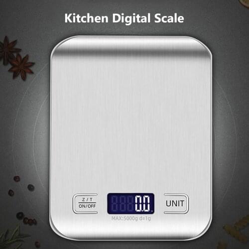 5/10Kg Kitchen Scale Stainless Steel Weighing Scale For Food Diet Postal Balance Measuring LCD Precision Electronic Scales