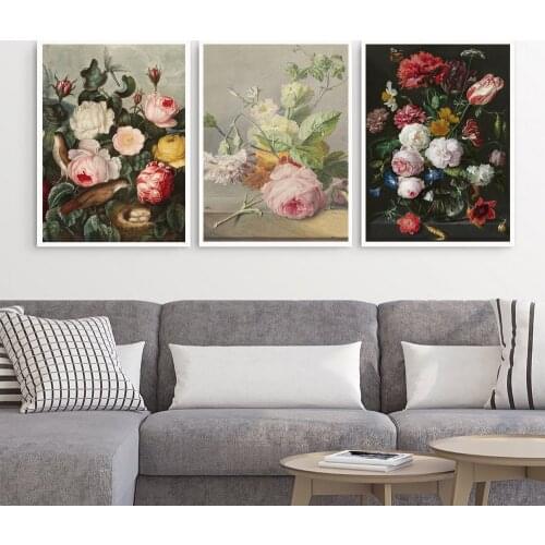 Vintage Flower Painting on Canvas Art Classic Rose Peony Cuadros Decoracion Poster and Print Nordic Wall Picture for Living Room