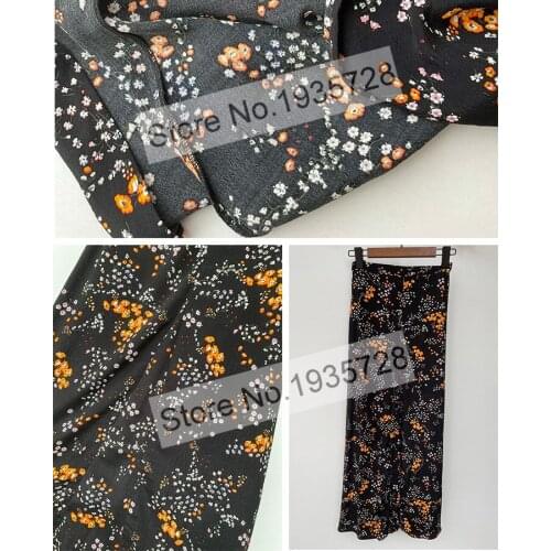 Ladies High Waist Floral Printed Midi Skirt