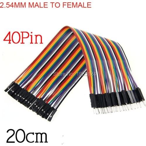 2.54mm Dupond male to female Jumper Wire 20CM 40P Color Ribbon Breadboard Arduo Cable Assembly 1PCS