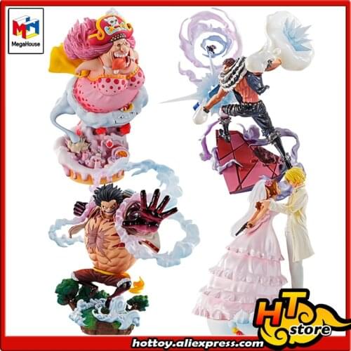 100% Original Megahouse LOG BOX RE BIRTH PVC Toy Figure - Full Set 4 Pieces Sanji Luffy Katakuri BIG MOM From "ONE PIECE"