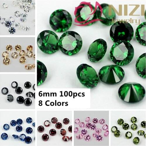 3D Nail Art Decorations 100pcs 6mm Crystal Brilliant Cuts Round Cubic Zirconia Beads Beauty Stones Supplies For Jewelry DIY