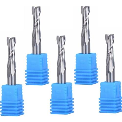 5pcs Solid Carbide Double Two Flute Spiral Cutter 6x22mm CNC Router Bits