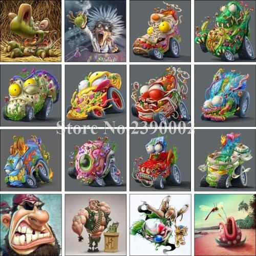 5D Diy Diamond Painting Animal Cross Stitch Posters Diamond Mosaic Sets Decorative Diamond Embroidery Cartoon Ice Cream Car