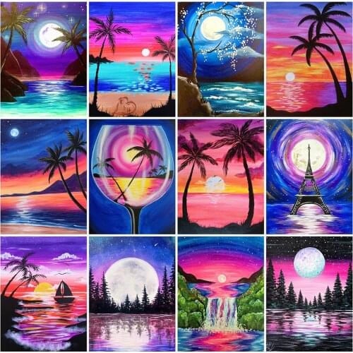 EverShine 5D Full Drill Square Diamond Painting Landscape Diamond Embroidery Moon Picture Mosaic Cross Stitch Handmade Gift