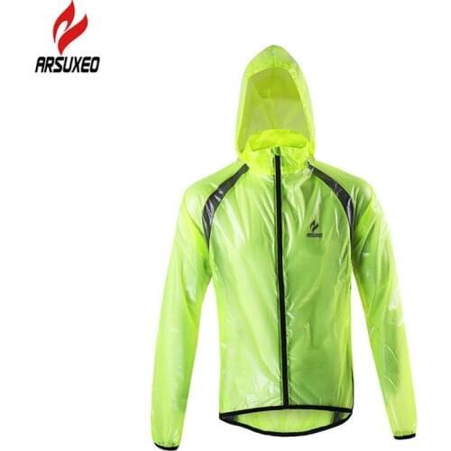 ARSUXEO Ultralight Reflective Cycling Rain Jacket Men Women Waterproof Windproof Bike Bicycle Rain Coat with 3 Zipper Pockets
