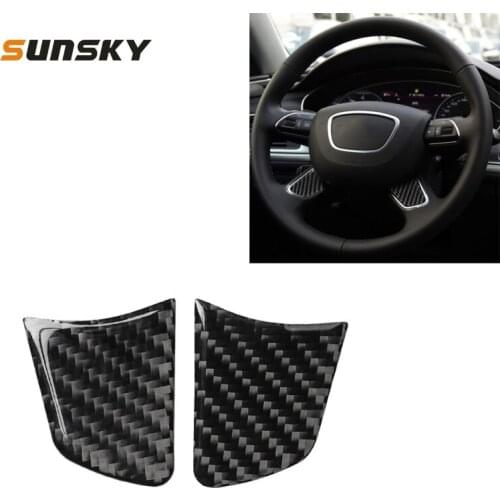 Car Steering Wheel Button Strip Carbon Fiber Decorative Sticker for Audi A6 S6 C7 A7 S7 4G8 2012-2018, Universal
