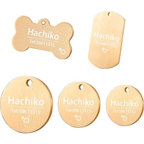 YVYOO Free engraving Personalized Dog ID Tags Brass Pet ID Tags for cat and dog Collar Accessories Dog Tag Engraved Name Tel sex