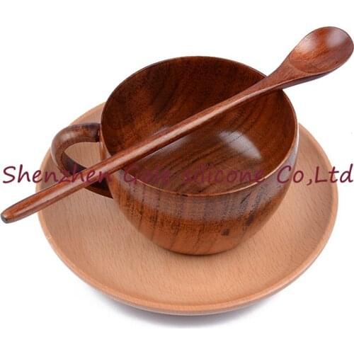40pcs/lot Natural Jujube Bar Wooden Cup Mugs With Handgrip Coffee Tea Milk Travel Wine Beer Mugs For Home Bar