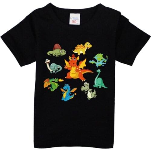 Children Short Sleeves T-shirts Boy Girls Summer 100%Cotton Cartoon Print Tee Tops Clothes Kids Dinosuar T Shirts Costume