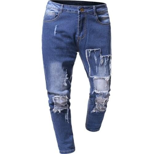 Jeans for men 2020 autumn winter slim skinny jeans men fashion Hip hop Hole ripped jeans streetwear trousers for men classic