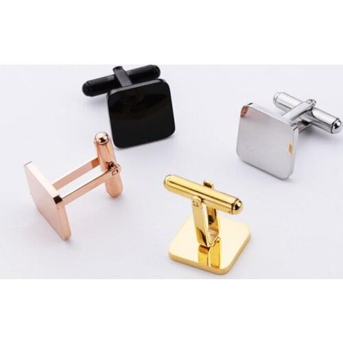 Fnixtar 20Pcs High Quality 15mm Square Cufflinks Stainless Steel Mirror Polish Blank Cufflink For DIY Jewelry Making Accessories