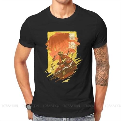 Thunder Breathing O Neck TShirt Demon Slayer Japanese Magic Battle Blood Anime Pure Cotton Basic T Shirt Mans Clothes Plus Size