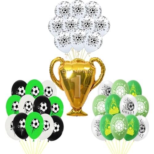 Football Foil Balloons Banner World Champion Soccer Game Sports Clud Trophy Fans Latex Ballons Boys Birthday Party Decor Toys