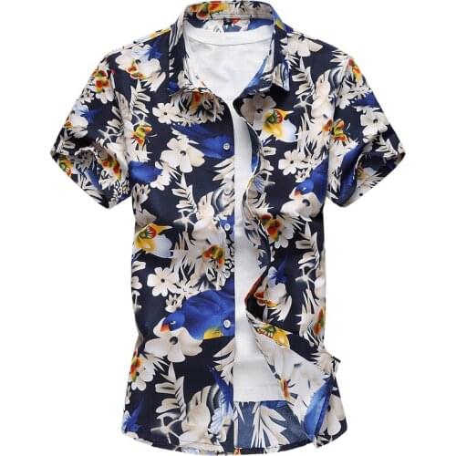 2021 Summer Fashion Mens Short Sleeve Shirt Slim Fit Floral Shirt Mens Clothing Trend Male Casual Flower Shirts Plus Size M-7XL