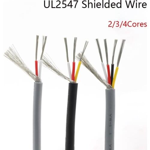 UL2547 Black/Grey Multi-Core Shielded Wire 2/3/4Cores Tinned Copper 22 24AWG PVC Control Cable For Audio