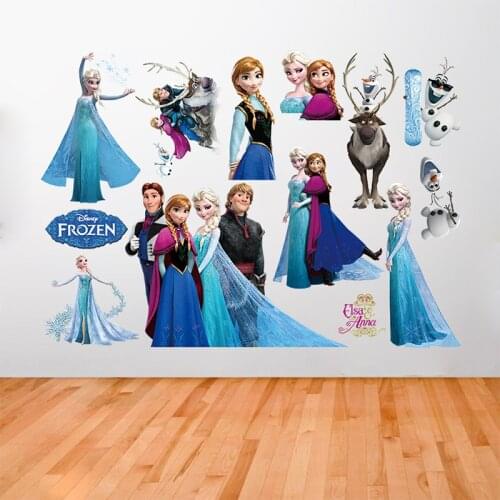 Cartoon Olaf Sven Kristoff Hans Anna Elsa Princess Frozen 2 Theme Wall Stickers Home Decoration Anime Movie Mural Art Kids Decal