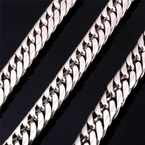 Stainless steel mens necklace cuban link gold chains necklaces black hip hop rock male accessories jewelry on the neck