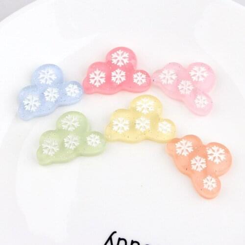 New Acrylic Resin Snowflake Cloud Cabochon 10pcs 26*18mm Colorful Cute Kawaii Flatback patch Sticker Charms DIY Accessories
