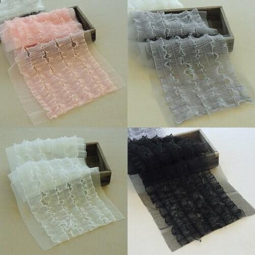 3meters 28CM Wide Pleated Fold Mesh Tulle Lace Ribbon Trim Sewing DIY Crafts Doll Dress Wedding Garment Dress Tassel Accessories