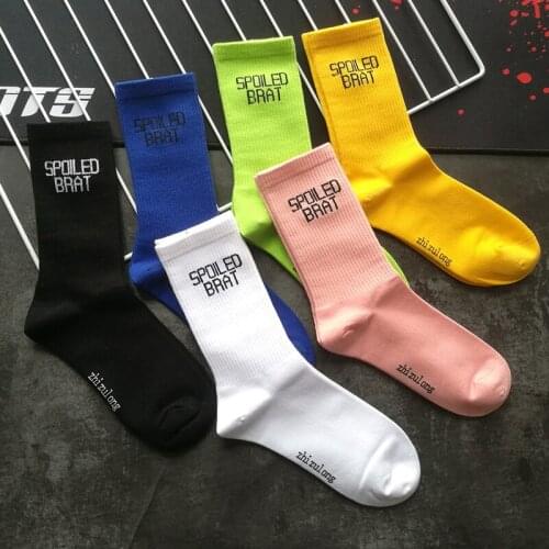 Drop Ship Adult Mid Calf Crew Cotton Street Fashion Socks Hauteur Bad Temper Novelty Brat Brother Urchin Brett Naughty Youth Son