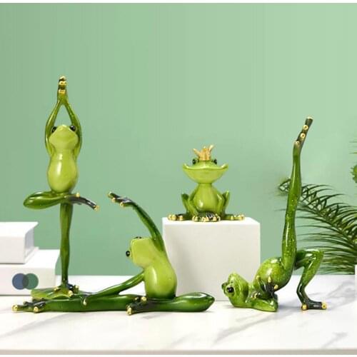 Frog Figurine Multi-Color Yoga Posture Full of Vitality Resin Yoga Frog Garden Ornament with Crown for Patio Home Decor Crafts
