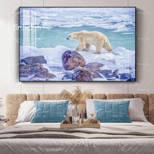 Embelish Large Size HD Wall Posters For Living Room Polar Bear Walking On Shore Of Hudsons Bay Home Decor Canvas Oil Paintings