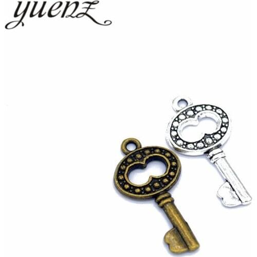 YuenZ 10pcs 2 color Antique silver color Metal key Charms Pendants For Jewelry Making Diy Handmade Jewelry 29*15mm O243
