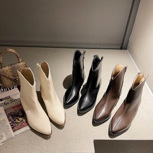 Womens Rubber Boots Round Toe Shoes Boots-Women Rain Low Summer Pointy Mid Calf Ladies Cowboy Mid-Calf Rock 2021 Hoof Heels La