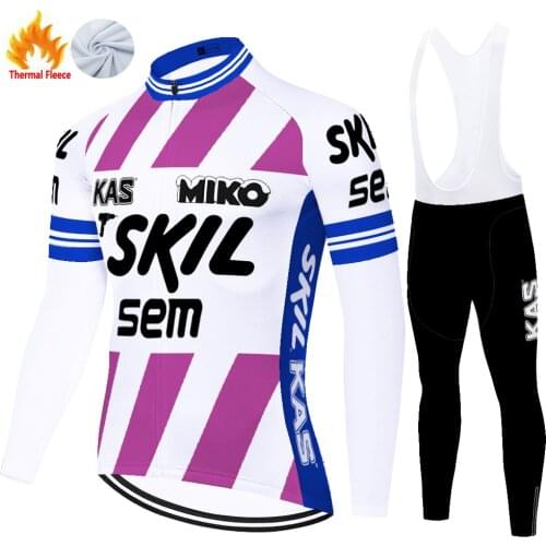 Kas Retro Winter Thermal Fleece Jersey Tricota Mallots Ropa Maillot Hombre Camisa Masculina Equipamento De Ciclismo Ciclismo