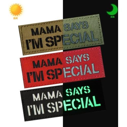 1pc 3D Embroidered Reflective English Personality Patch (Mom Says I Special) IR Armband Badge Patch Clothing Backpack Hat Icon