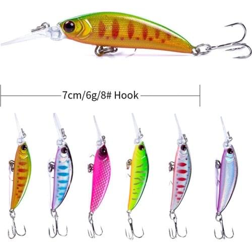 1pcs 7cm/6g Sinking Minnow Hard bait Fishing Lures Mini Minnow Crankbait Treble hook Artificial bait wobbles