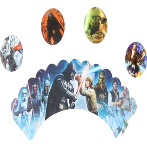 12PCS/lotS Alien Theme Wrappers Decoration Baby Shower Party Boys Favors Supplies Happy Birthday Cupcake Toppers Cake