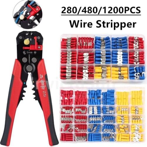 1200/480/280PCS Assorted Insulated Cable Connector Electrical Wire Crimp Spade Butt Ring Fork Set Ring Lugs Rolled Terminals