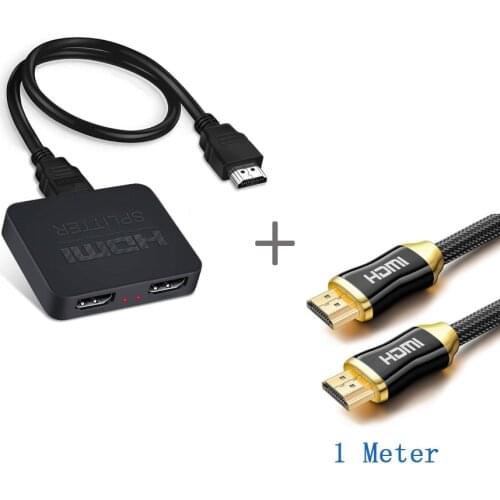 1x2 Switch Splitter HDMI 4k 60hz 1 in 2 Out for Dual Monitors Full HD 1080P 3D Come with High Speed HDMI Cable Support Scalar