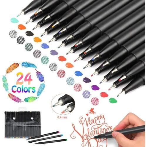 24 Color Colored Pens Fine Point Markers Fine Tip Drawing Pens Painting Supplies Sketching Journals Porous Fineliner Pen