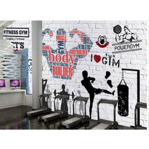 3d photo wallpaper 3d murals wallpaper for walls 3 d Gym mural custom Fitness club image background wall brick wall movement