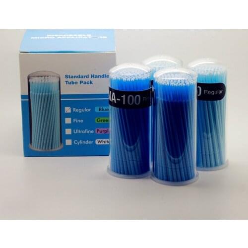 400 Pcs Dental Disposable Micro Applicator Brush Bendable Regular Blue